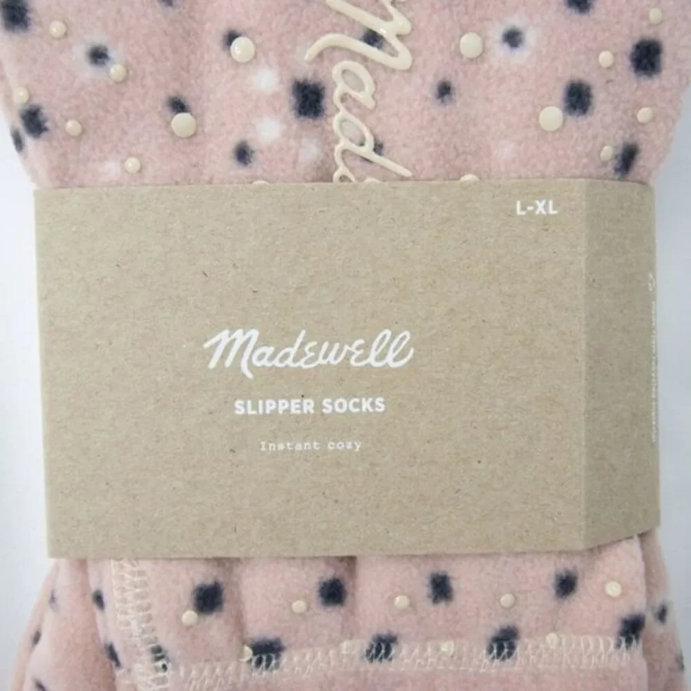 Madewell pink fleece Slipper Socks (L-XL)‎